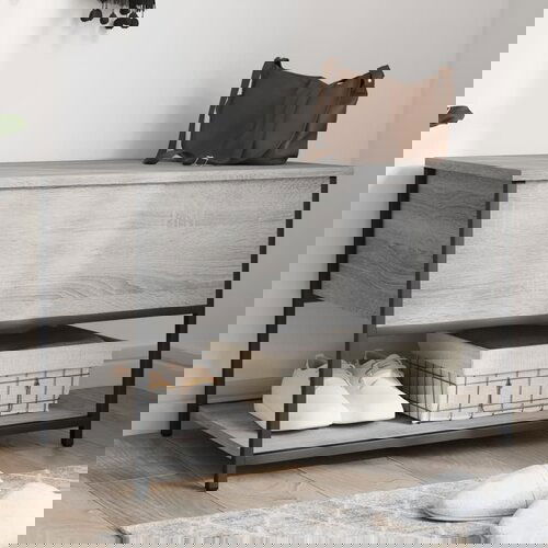 VidaXL Klupa za pohranu siva boja hrasta 70x42 5x47 cm drvena Slike