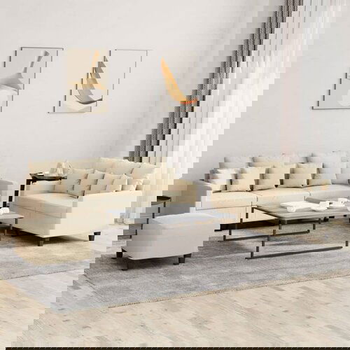 VidaXL 3-dijelni set sofa s jastucima krem od tkanine Slike