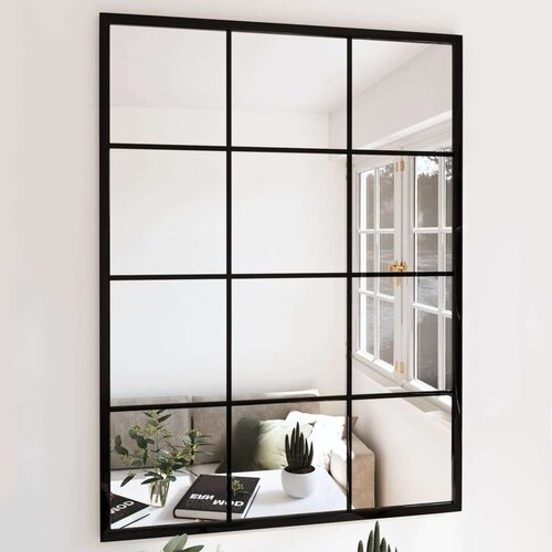  Zidno ogledalo crno 80 x 60 cm metalno Cijene