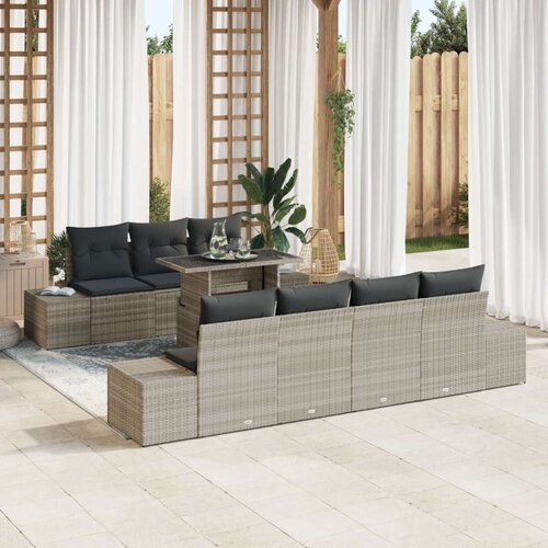  Set vrtnih sofa s jastučićima od 8 dijelova svijetlo sive poli rattan Cijene