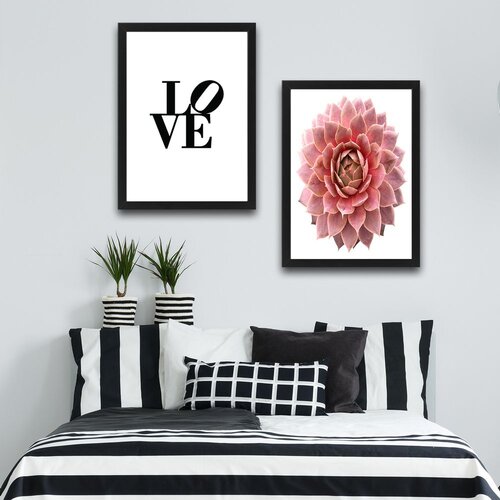 Wallity slika love pink flower, 2 dela, 30 x 40 cm Slike