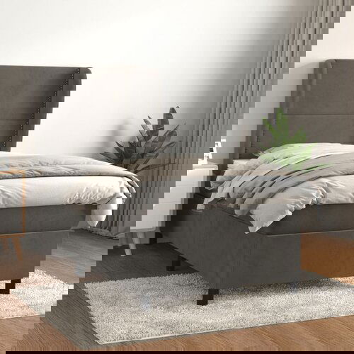  The Living Store Box spring postelja z vzmetnico temno siv 90x190 cm žamet - Box Spring Postelja, (21491949) Slike