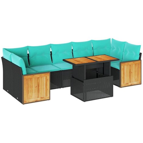  10-dijelni set vrtnih sofa s jastucima crni poliratana bagrem Slike