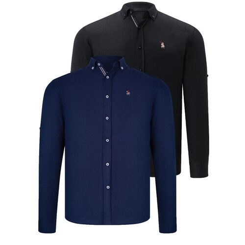 Dewberry DUAL SET G674 MENS SHIRT-BLACK-NAVY BLUE Slike