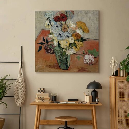  Slika - Vincent Van Gogh &amp;ndash; Stilllife with Japanese vase roses and anemones 80x80 Akustična Slike