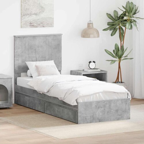  Krevet s od storage Betonski sivi 75 x 190 cm Konstruirano drvo Cijene