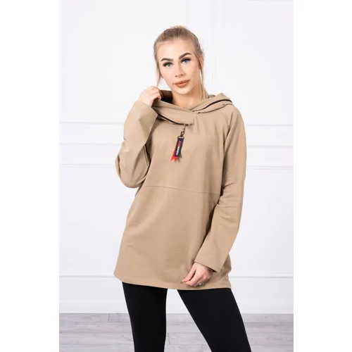 Kesi Tunic with zipper on hood Oversize camel