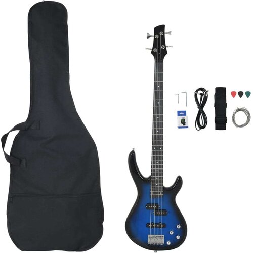 VidaXL Električna bas gitara za početnike s torbom plavo-crna 4/4 46 Slike