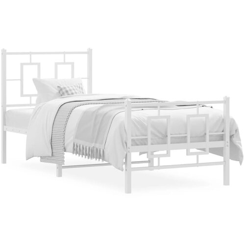 vidaXL Metalni okvir kreveta uzglavlje i podnožje bijeli 75x190 cm Cene