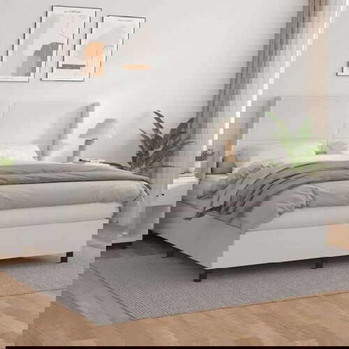  Box spring postelja z vzmetnico bel 160x200 cm umetno usnje, (20899066) Slike