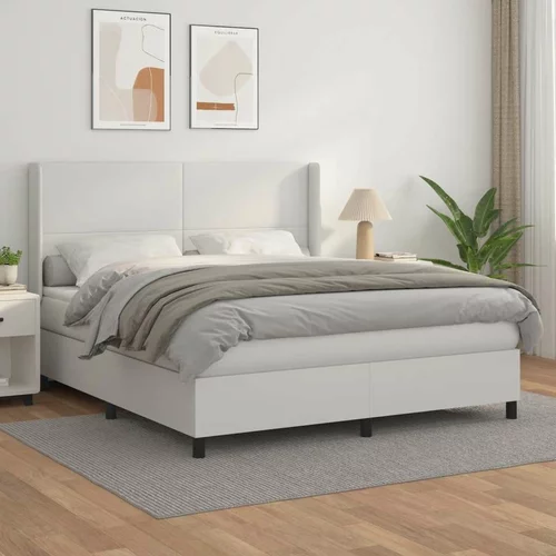  Box spring postelja z vzmetnico bel 160x200 cm umetno usnje, (20899066)