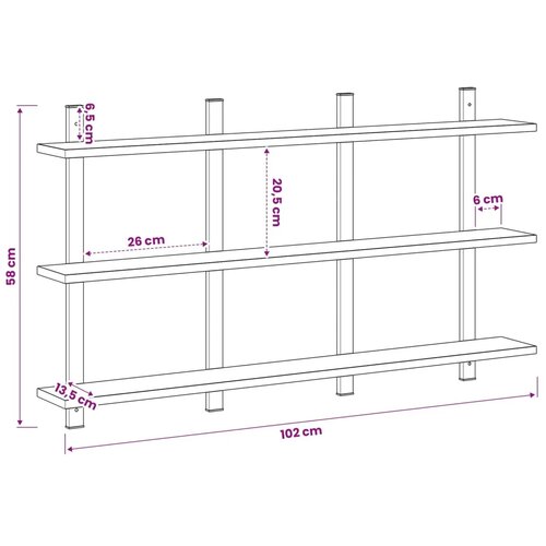  Zidna polica Hrast artisan 102 x 13.5 x 58 cm - Hrast artisan 102 x 13.5 x 58 cm Slike