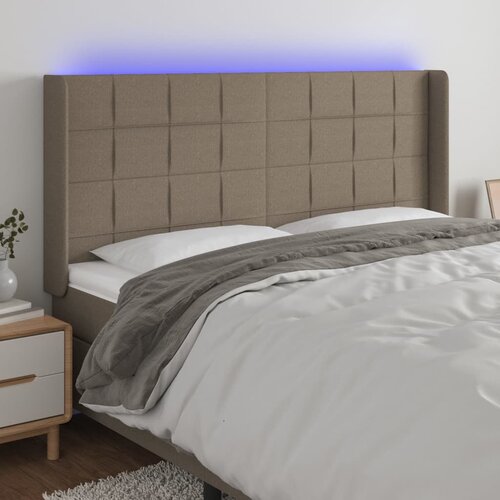  LED uzglavlje smeđesivo 203 x 16 x 118/128 cm od tkanine Cijene