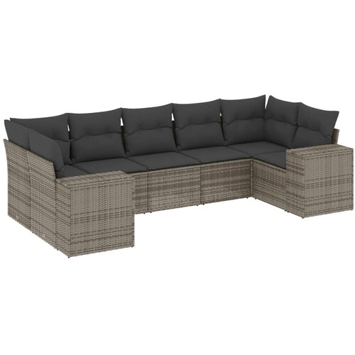 Maison Chic Seti vrtnega pohištva - Vrtna garnitura - Vrtni pohištvo set 7-delna z blazinami siv poli ratan, (21802350) Cene