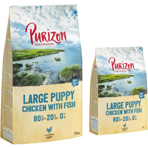 Purizon 12 kg + 2 kg gratis! 14 kg - Large Puppy piščanec in riba - brez žit Cene