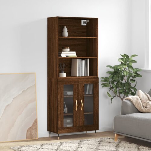 The Living Store Visoka komoda rjav hrast 69,5x34x180 cm inženirski les - Visoka Omara, (21429152) Slike