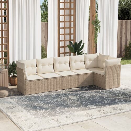 vidaXL 6-dijelni set vrtnih sofa s jastucima bež od poliratana Cijene