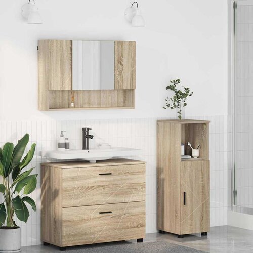 vidaXL Set namještaja za kupaonicu s ladicama Zidne 3 pcs sonoma hrast Cene