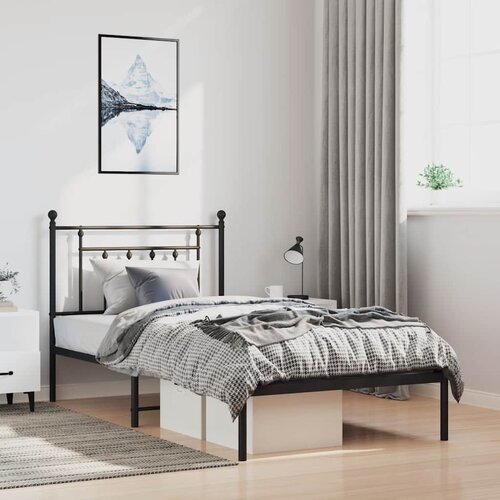  Metalni okvir za krevet s uzglavljem crni 100x200 cm Cijene