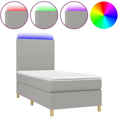 Maison Chic Box spring postelja - Vzmetna postelja z vzmetnico LED svetlo siva 90x190 cm blago SL9799, (21907102) Cene