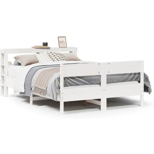 vidaXL Posteljni okvir brez vzmetnice bel 120x190 cm trdna borovina Cene