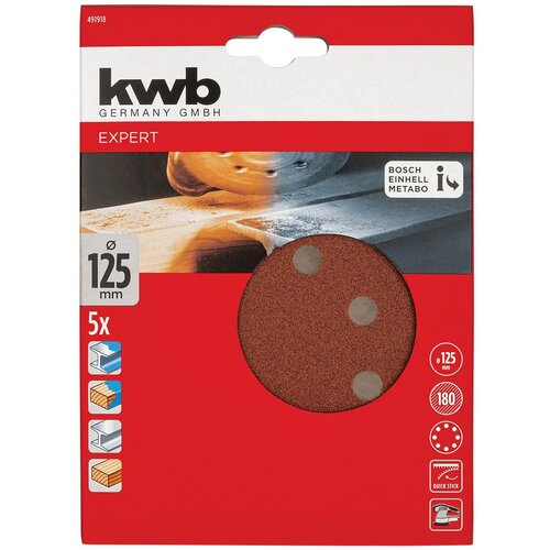 KWB Brusni papir za brusilicu samoljepivi za drvo i metal, 125 mm, 5/1, GR 180, quick - stick Cijene