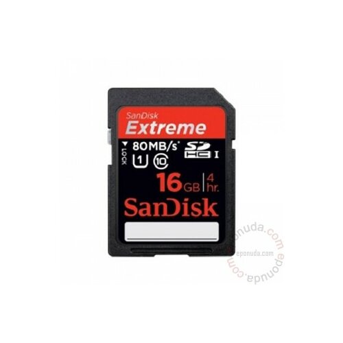 Sandisk SDHC 16GB Extreme 80 MB/s UHS1 memorijska kartica Slike