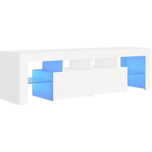 Maison Chic TV omarica - TV stojalo - Televizijska omarica z LED lučkami bela 140x36,5x40 cm, (21699221) Slike
