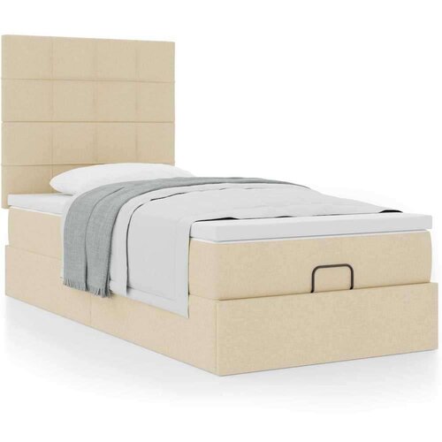 vidaXL Otomanski posteljni okvir z vzmetnico krem 80x200 cm blago, (21610200) Cene