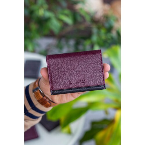Garbalia Paola Genuine Leather Claret Red Black Card Holder Wallet Slike