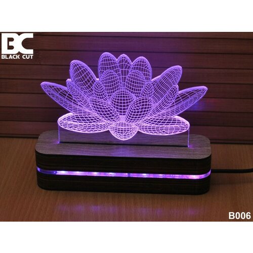 Black Cut 3D lampa jednobojna - lotus ( B006 ) Slike