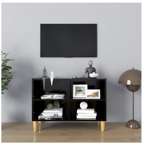  TV omarica s trdnimi lesenimi nogami črna 69,5x30x50 cm