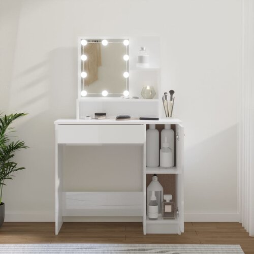 vidaXL Toaletni stolić s LED Bijela visokog sjaja 86,5x35x136 cm Cijene
