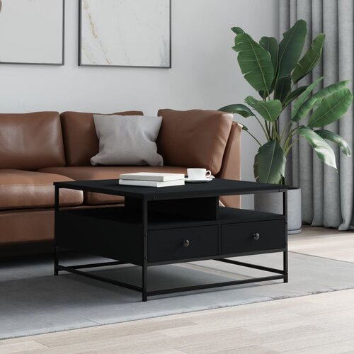 The Living Store Klubska mizica črna 80x80x45 cm inženirski les - Klubska Mizica, (21574784) Slike