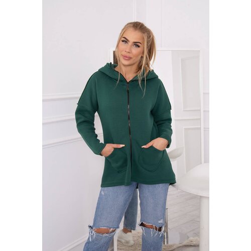 Kesi Insulated sweatshirt with a longer back and pockets dark green Slike
