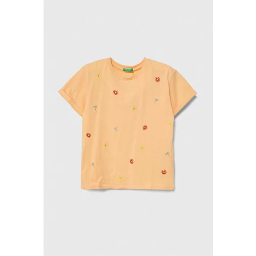 United Colors Of Benetton Otroška bombažna kratka majica oranžna barva