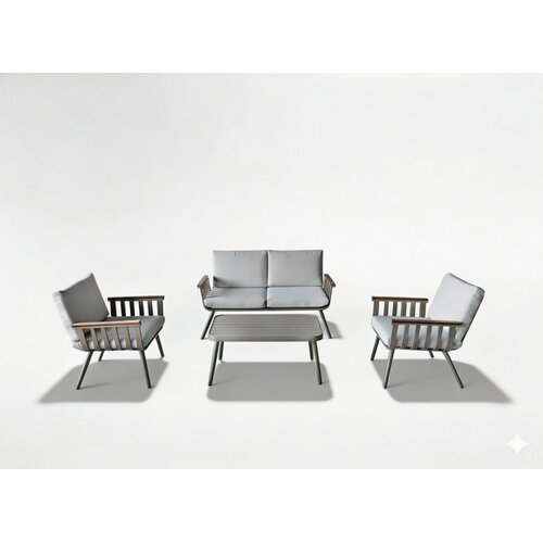  Aluminijski vrtni set Dirok s sofom (2 foteljama i stolićem, bež) Slike