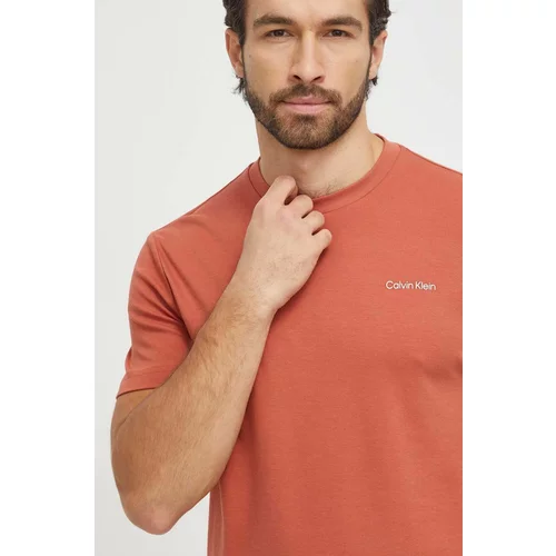 Calvin Klein Bombažna kratka majica oranžna barva