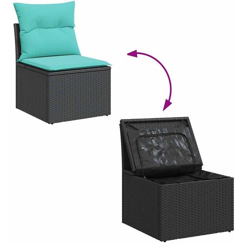  7-dijelni set vrtnih sofa od poliratana s jastucima crni Crna 65.5 x 62 x 69 cm Slike