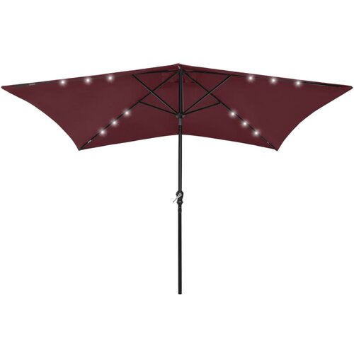 VidaXL Suncobran s LED svjetlima i čeličnom &amp;scaron;ipkom 2 x 3 m bordo Slike