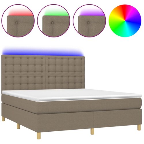 vidaXL Box spring postelja z vzmetnico LED taupe 160x200 cm blago, (20901542) Cene
