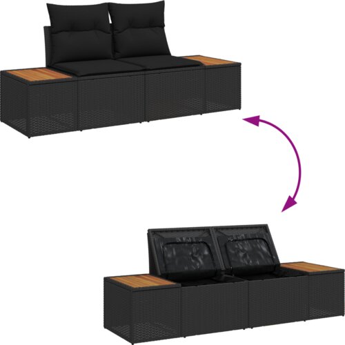 vidaXL 9 komada vrtni kauč set s jastučićima crni poly rattan akacija Cene