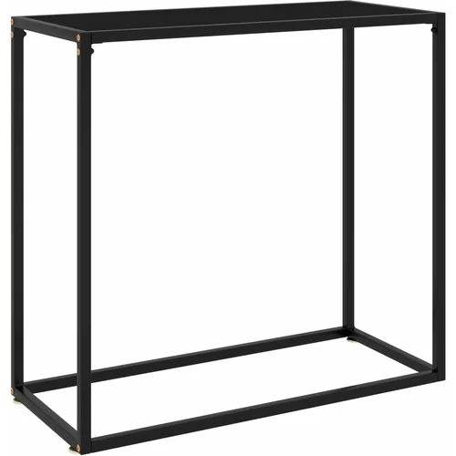  Konzolni stol crni 80 x 35 x 75 cm od kaljenog stakla