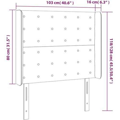  Uzglavlje tamnosivo 103 x 16 x 118/128 cm od tkanine Slike