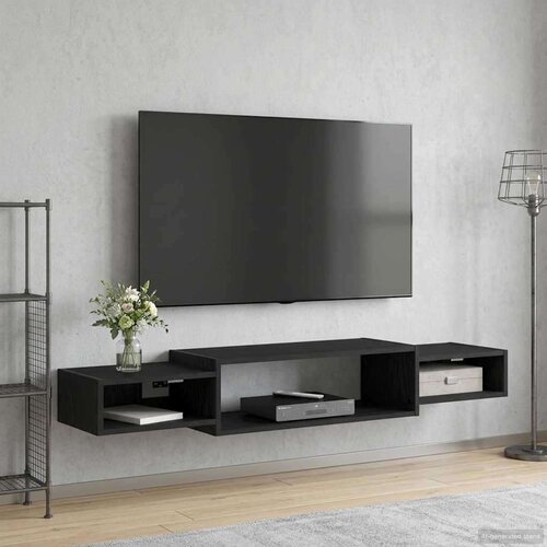 TV ormar za montažu na zid Zidna montaža Crni hrast - Crni hrast 140 cm Cene
