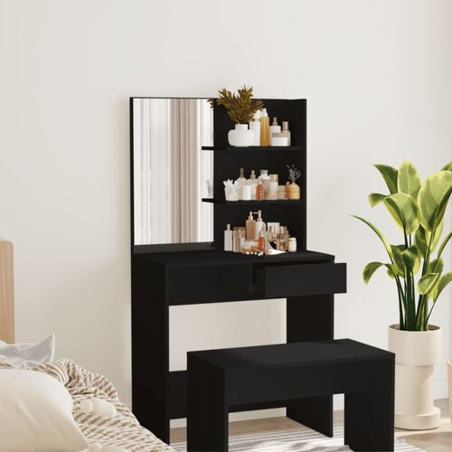 vidaXL Toaletna mizica z ogledalom črna 74,5x40x141 cm Cene