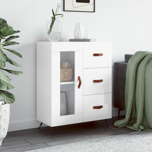 vidaXL Komoda visok sijaj bela 69,5x34x90 cm inženirski les Cene