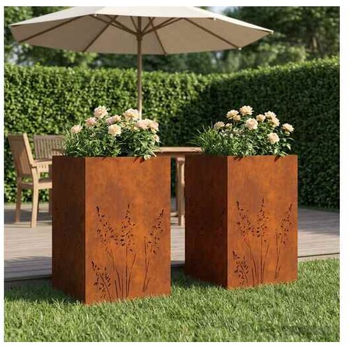 vidaXL Vrtna saksija 2 kom. Rđa 50 x 50 x 75 cm Otporni čelik - Otporni čelik 50 x 50 x 75 cm 2 Cijene