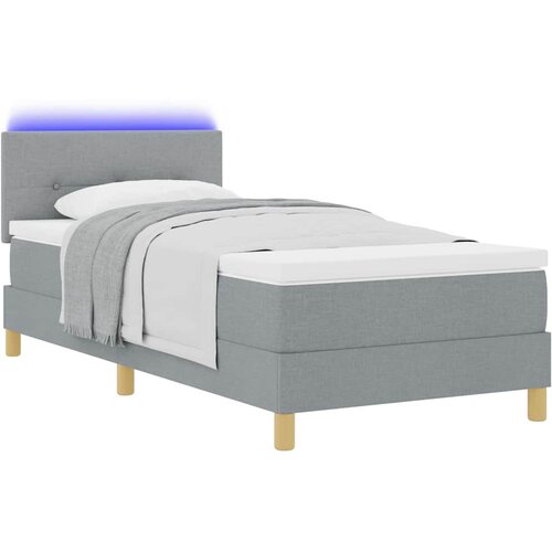  LED Box Spring Krevet Svijetlo siva 100 x 200 cm tkanina Slike
