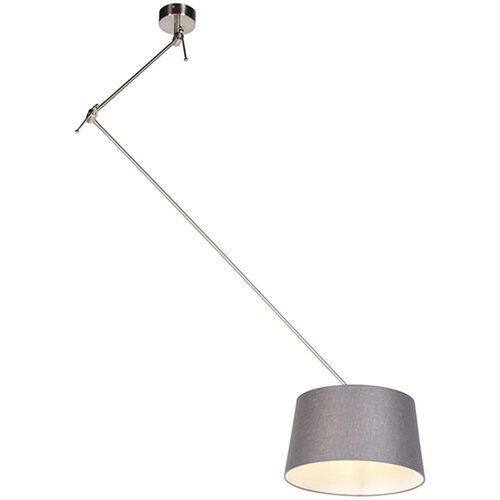 QAZQA Viseča svetilka s platnenim odtenkom temno siva 35 cm - Blitz I jeklo Cene